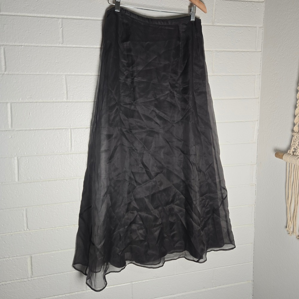 Vtg August Silk Maxi A Line Skirt 12 Sheer Chiffon Formal Evening 90s Whimsygoth - Picture 8 of 8
